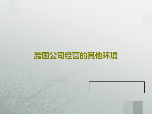 跨国公司经营的其他环境共32页