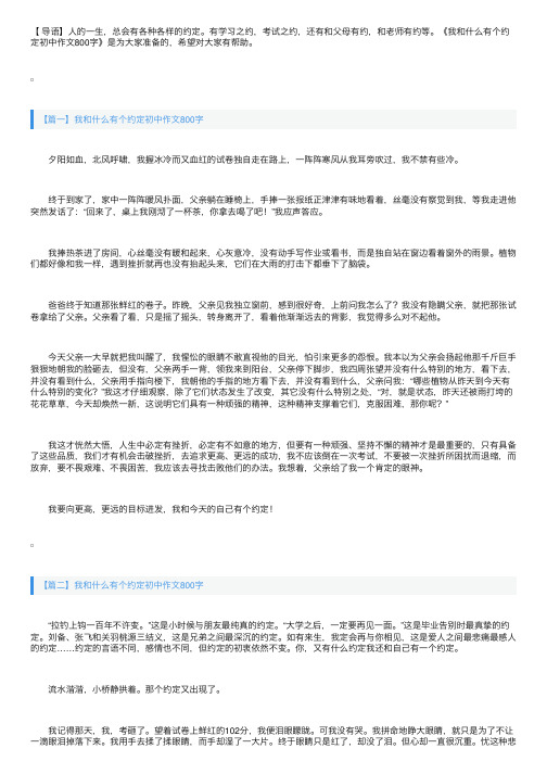 我和什么有个约定初中作文800字