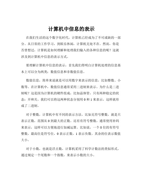 计算机中信息的表示