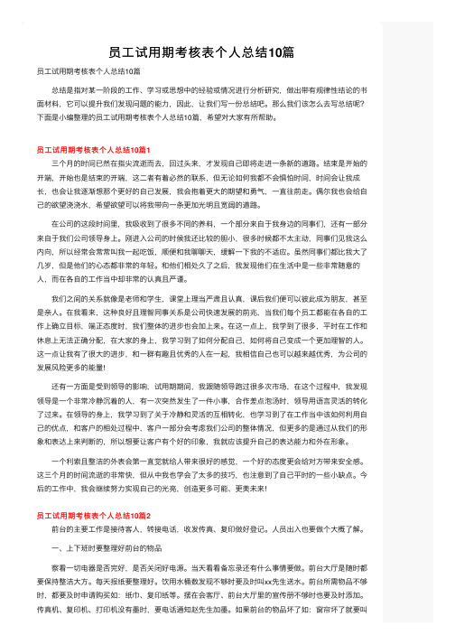 员工试用期考核表个人总结10篇