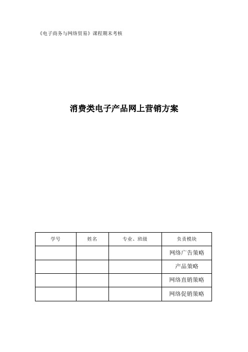 消费类电子产品网上营销方案