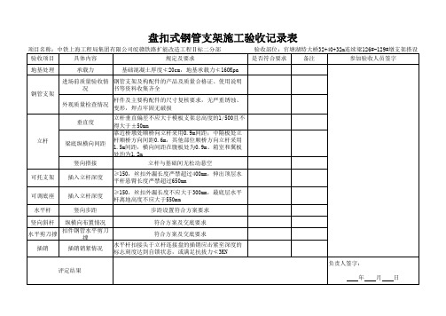 盘扣式钢管支架施工验收记录表