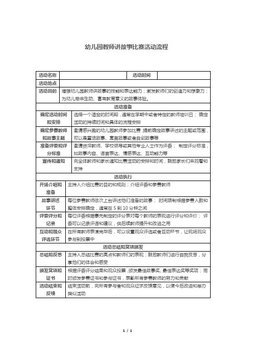 幼儿园教师讲故事比赛活动流程