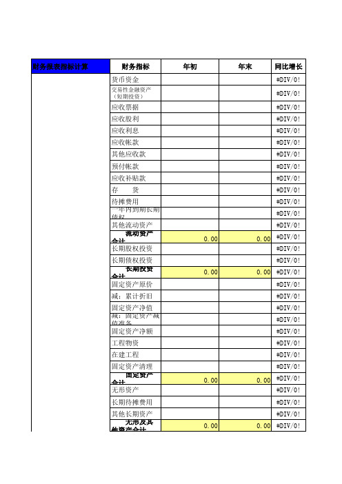 财务报表指标分析计算模版