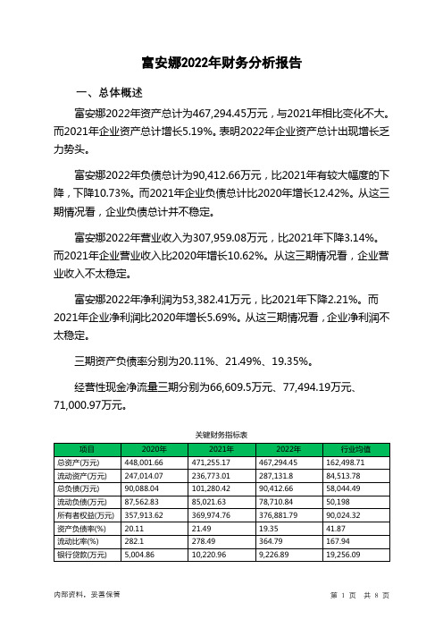 002327富安娜2022年财务分析报告-银行版