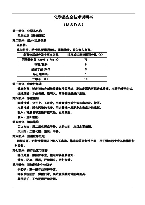 油墨MSDS