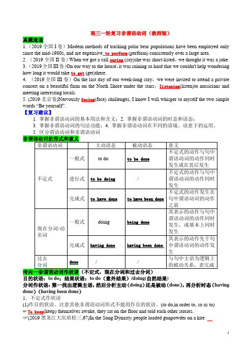 高考英语语法非谓语动词讲解与练习附答案