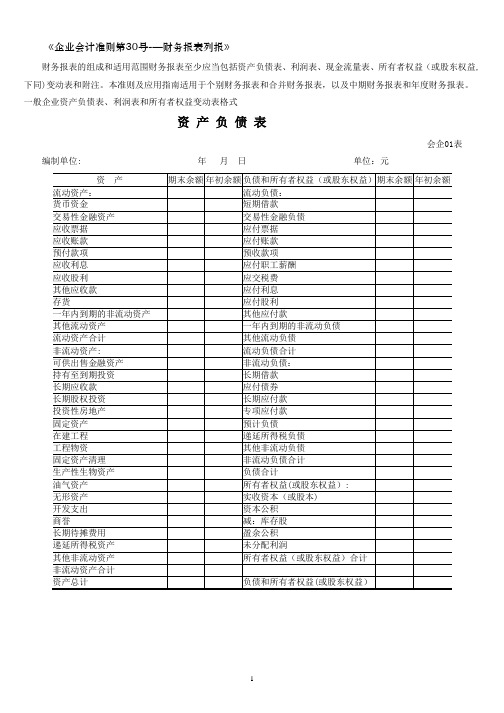 新会计准则全套报表模板