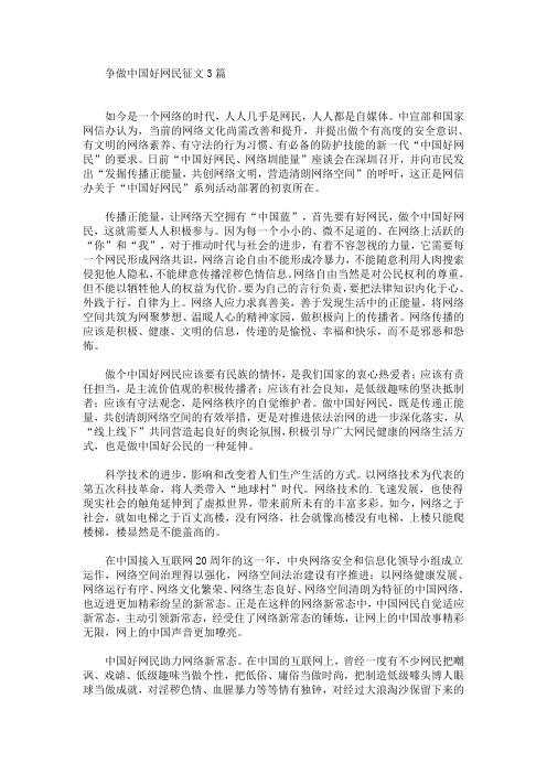 争做中国好网民征文(最新)