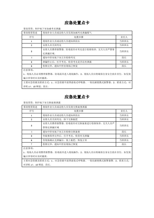 调火应急处置点卡