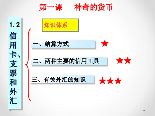 人教版高中政治必修一1.2信用卡、支票和外汇(共22张PPT)