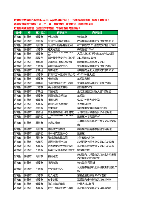 2020新版河南省许昌市货运工商企业公司商家名录名单联系电话号码地址大全641家