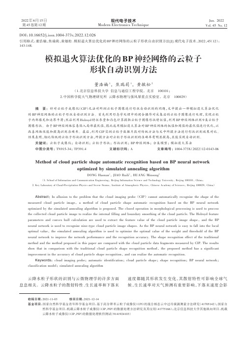 模拟退火算法优化的BP神经网络的云粒子形状自动识别方法