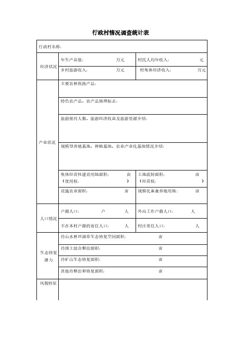 实用性村庄规划调查资料-行政村信息统计表格-模板