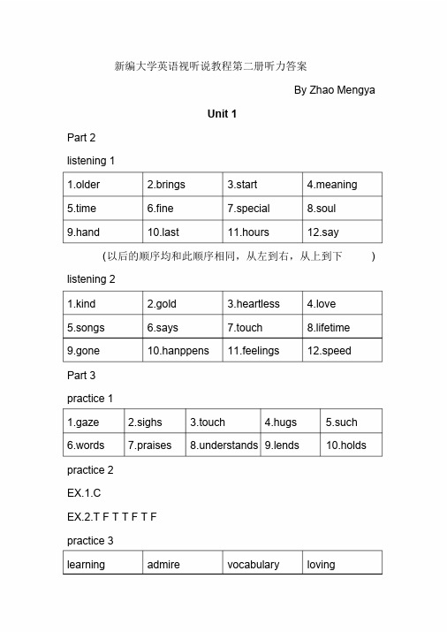 新编大学英语视听说教程第二册听力答案(全)