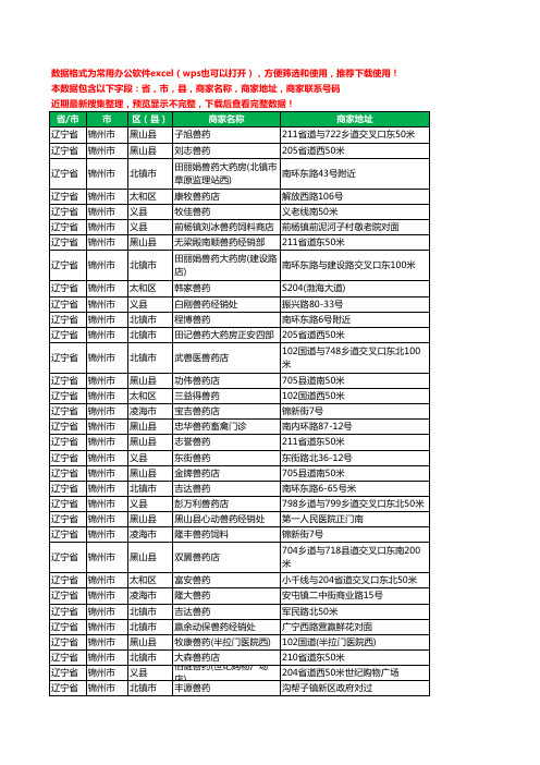 2020新版辽宁省锦州市兽药工商企业公司商家名录名单黄页联系电话号码地址大全221家