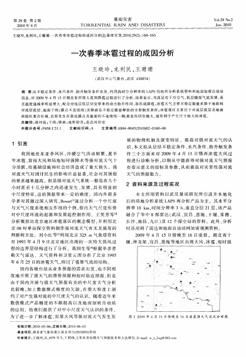 一次春季冰雹过程的成因分析