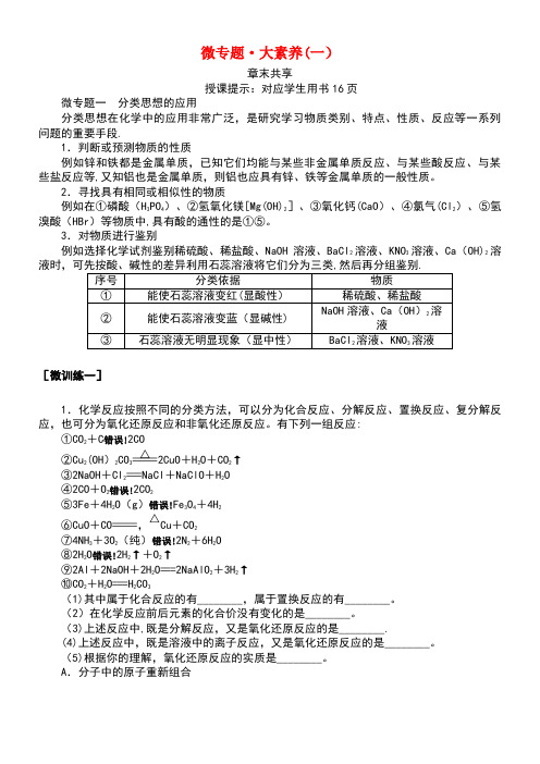 2020学年新教材高中化学第一章物质及其变化微专题大素养(一)教案新人教版必修第一册(最新整理)