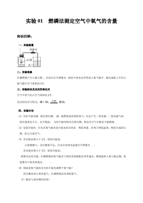 实验01  燃磷法测定空气中氧气的含量九年级化学上册基础实验(人教版)(解析版)