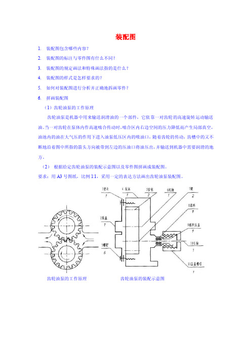 装配图包含哪些内容