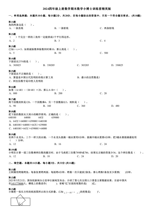 2024四年级上册数学期末数学小博士训练营精英版