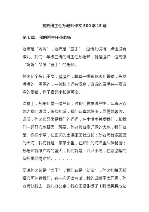 我的班主任孙老师作文500字15篇