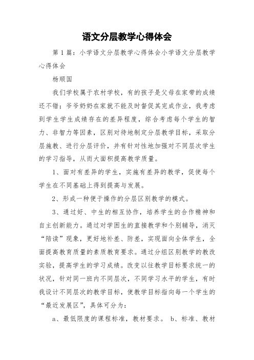 语文分层教学心得体会