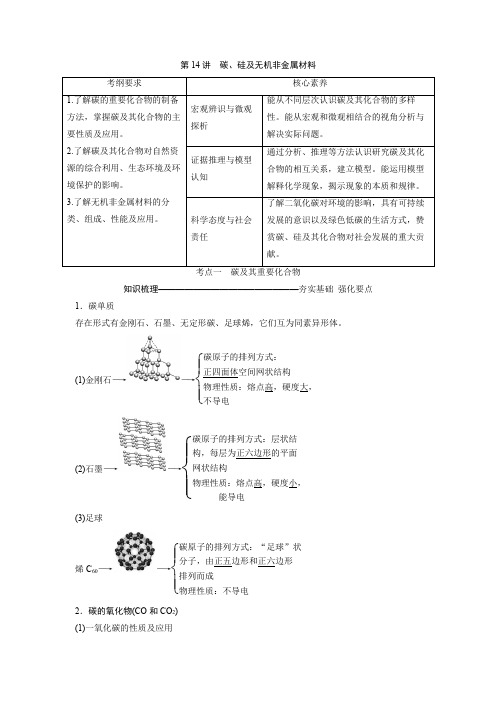 2022届新高考化学一轮复习碳硅及无机非金属材料学案(1)