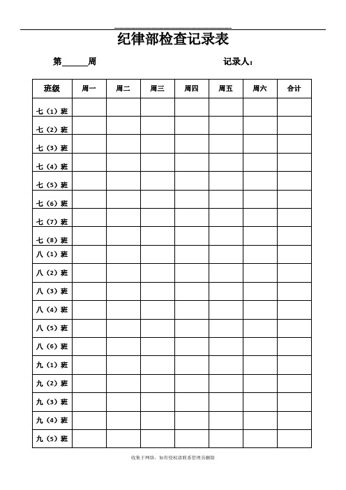 最新学生会纪律检查表