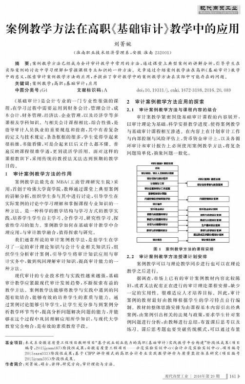 案例教学方法在高职《基础审计》教学中的应用