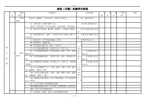 家政资格考试月嫂抚触实操评分标准