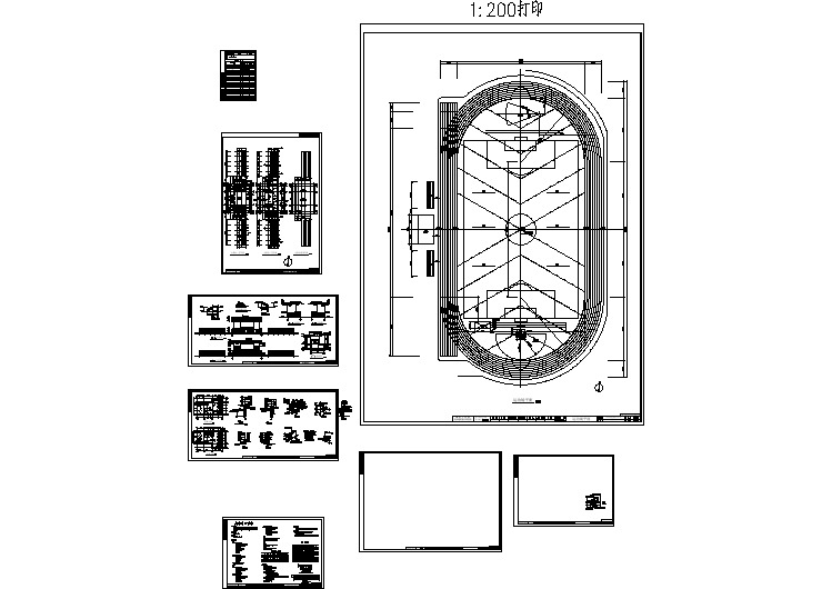 舟山市某1.5万平米二层运动场建筑施工图纸（标注明细）