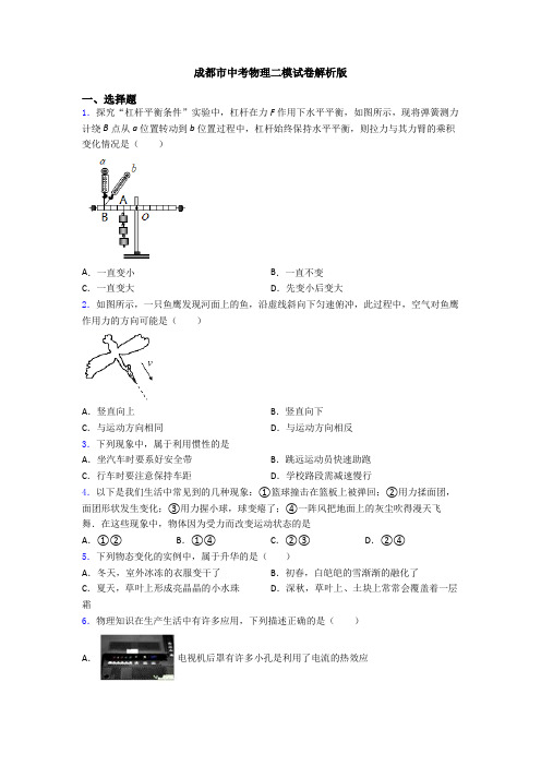 成都市中考物理二模试卷解析版