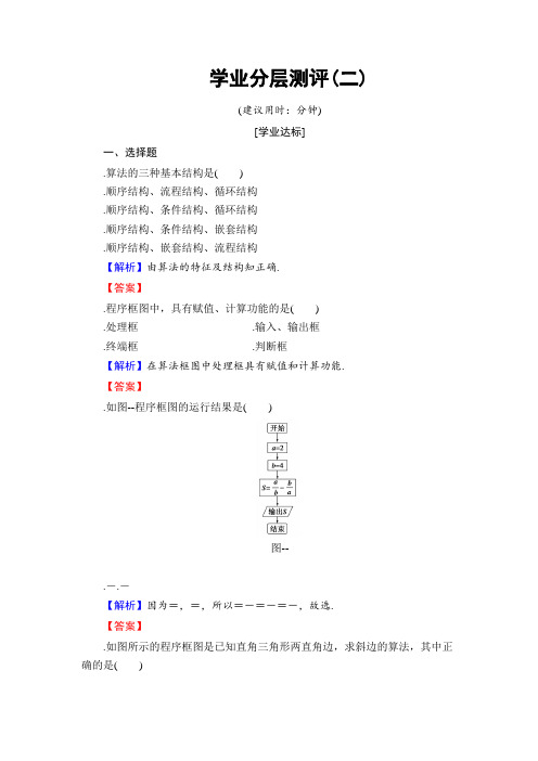 高中数学人教B版必修3学业分层测评2 程序框图、顺序结构 Word版含解析