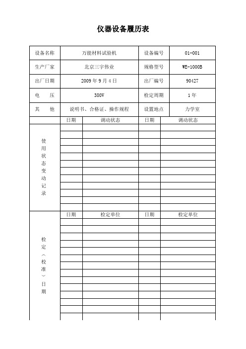精品公路管理局仪器设备履历表