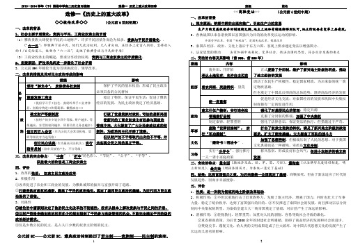 选修一 改革复习提纲