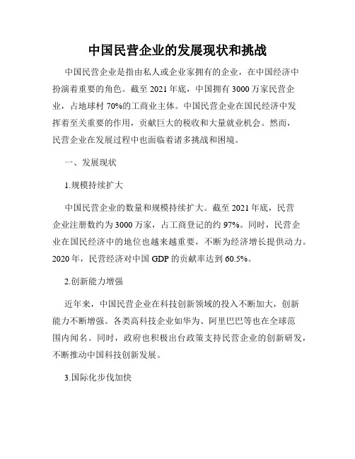 中国民营企业的发展现状和挑战