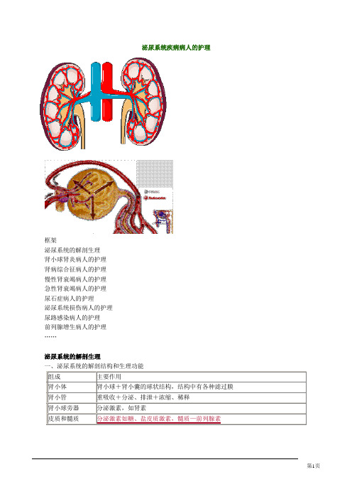 护士资格考试自学张老师精讲第九章泌尿系统疾病病人的护理