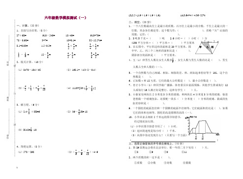 苏教版小学数学毕业模拟试卷1【精品】.doc