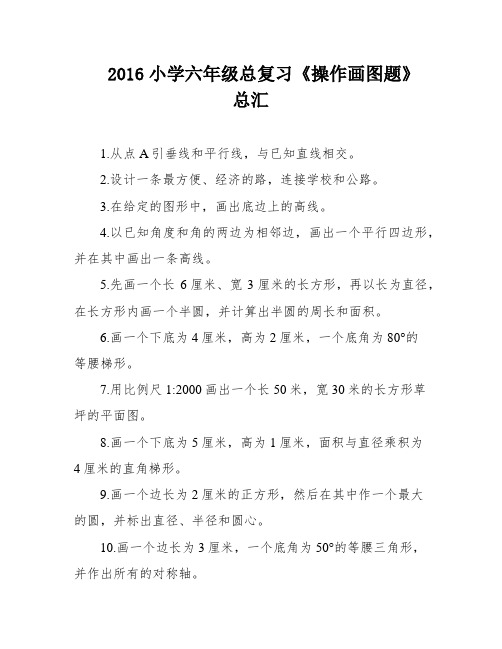 2016小学六年级总复习《操作画图题》总汇