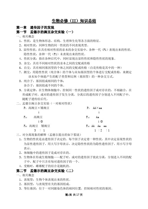 高中生物人教版必修2知识点总结