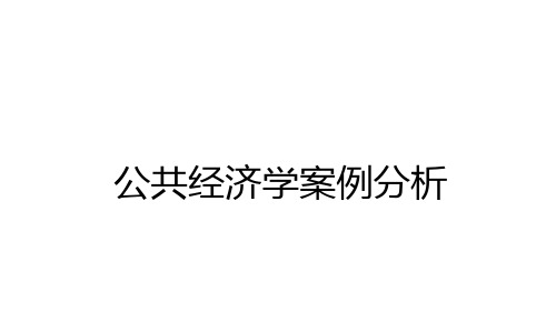 最新公共经济学案例分析教学教材