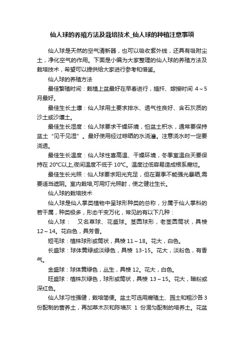 仙人球的养殖方法及栽培技术_仙人球的种植注意事项