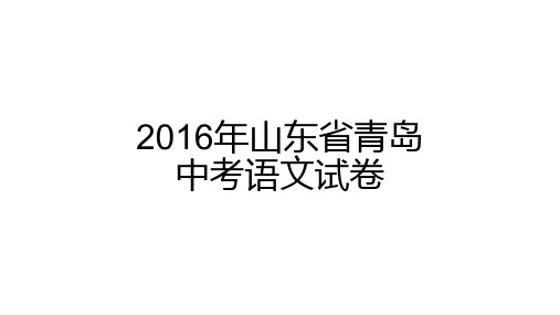 2016年山东省青岛中考语文试卷解析