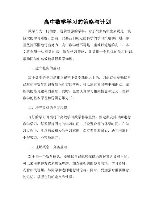 高中数学学习的策略与计划