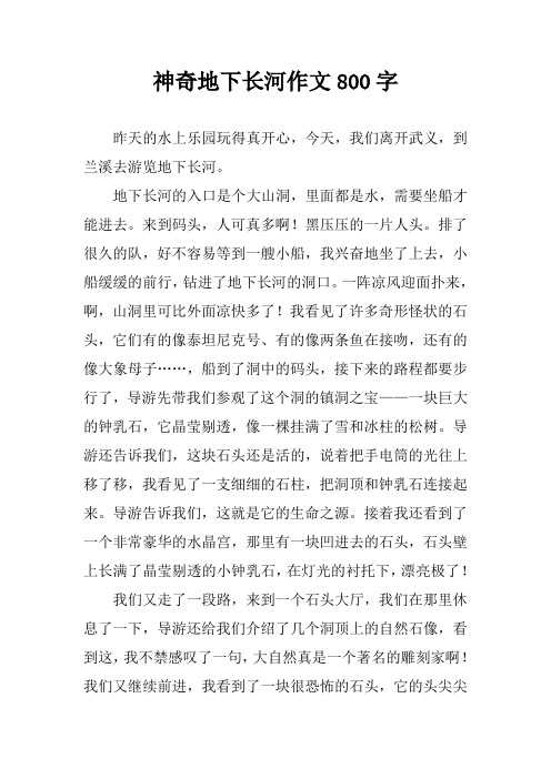 神奇地下长河作文800字