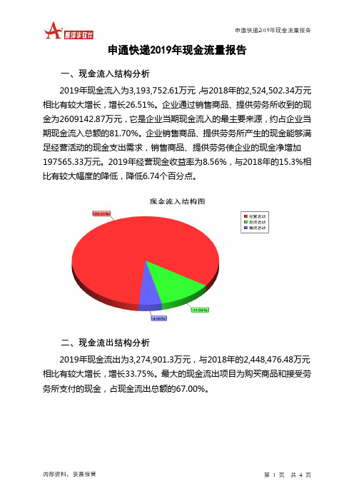 申通快递2019年现金流量报告