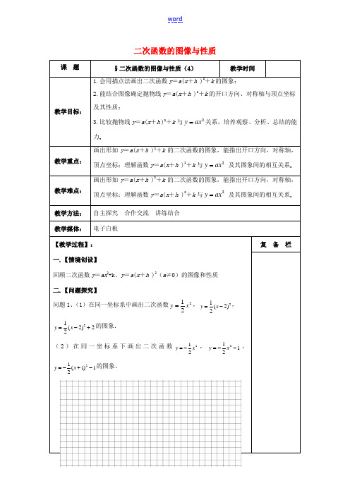 九年级数学下册 5.2 二次函数的图象与性质(4)教案 (新版)苏科版-(新版)苏科版初中九年级下册