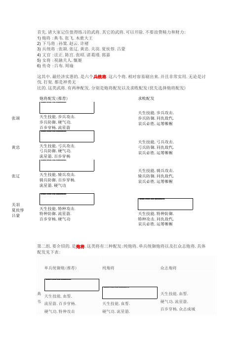 常见武将技能配置方法