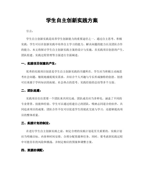 学生自主创新实践方案